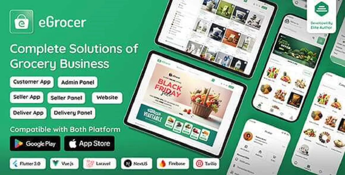 eGrocer – Online Multi Vendor Grocery Store, eCommerce Flutter Full App, Admin Panel,