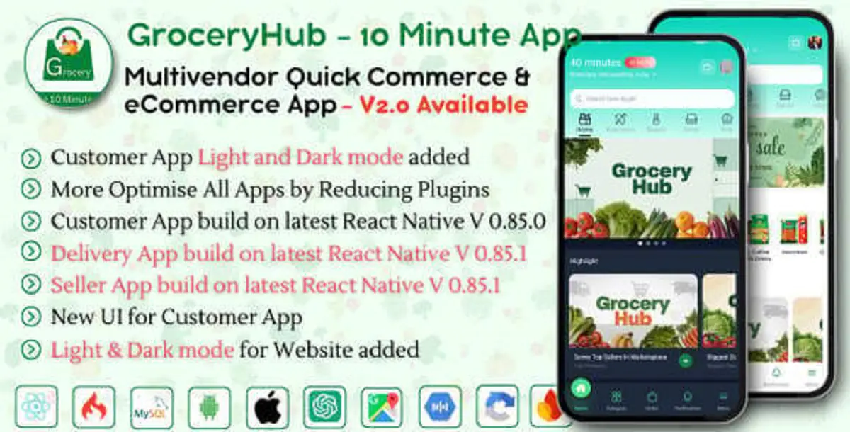 GroceryHub - Multivendor Quick Commerce & eCommerce App | AI Insight | Multi Cart
