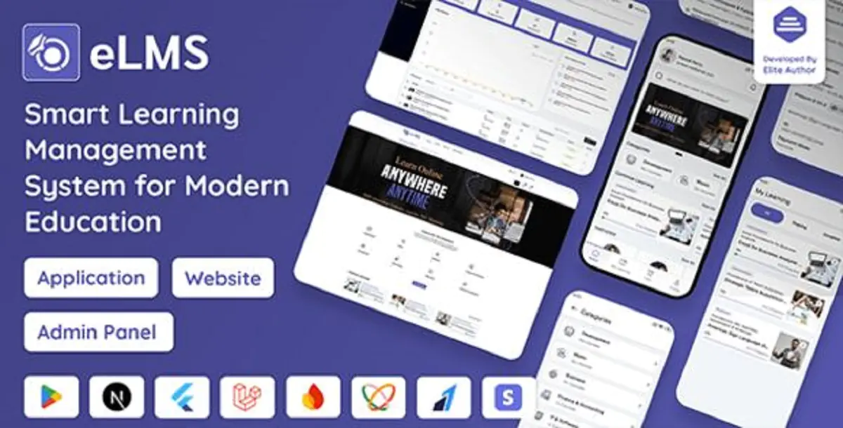 eLMS - Online Learning Management System LMS | Flutter App with Laravel Admin Panel | Next.js Web